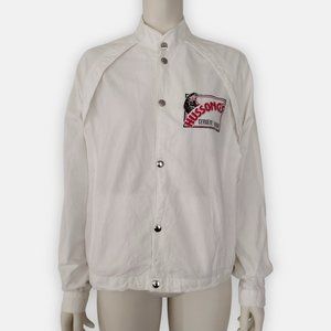Vintage 1990s Hussong's Cerveza White Cotton Snap Button Light Jacket